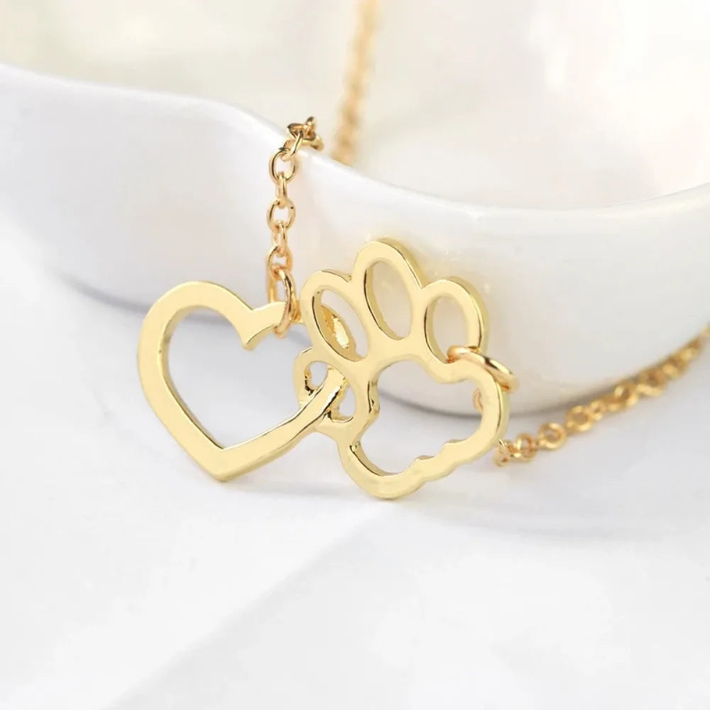 Hollow Pet Paw Footprint Necklace