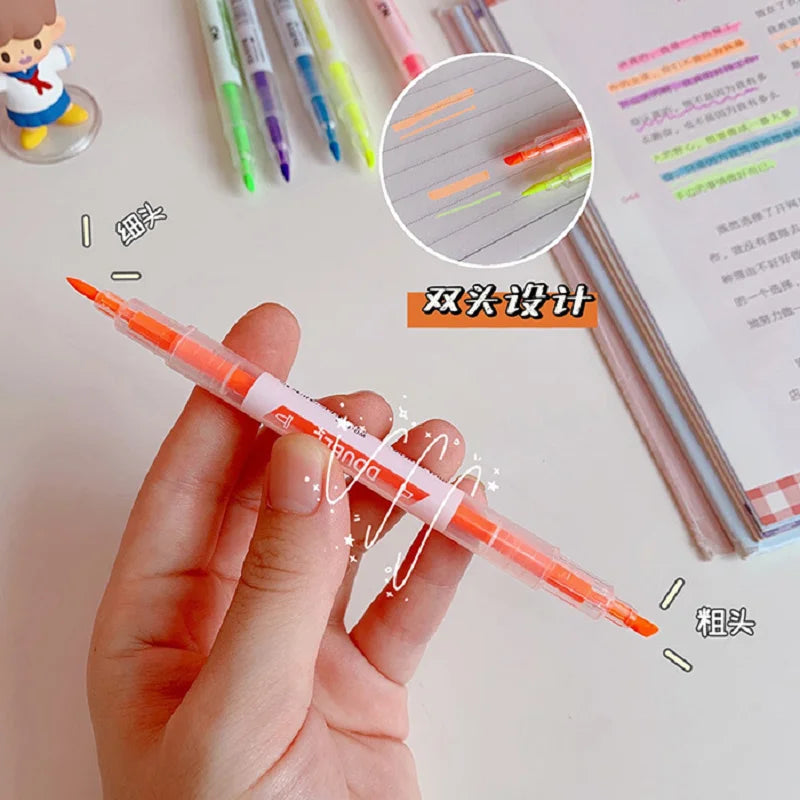 6pcs/set Double-Headed Highlighter